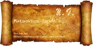 Matsovics Ignác névjegykártya